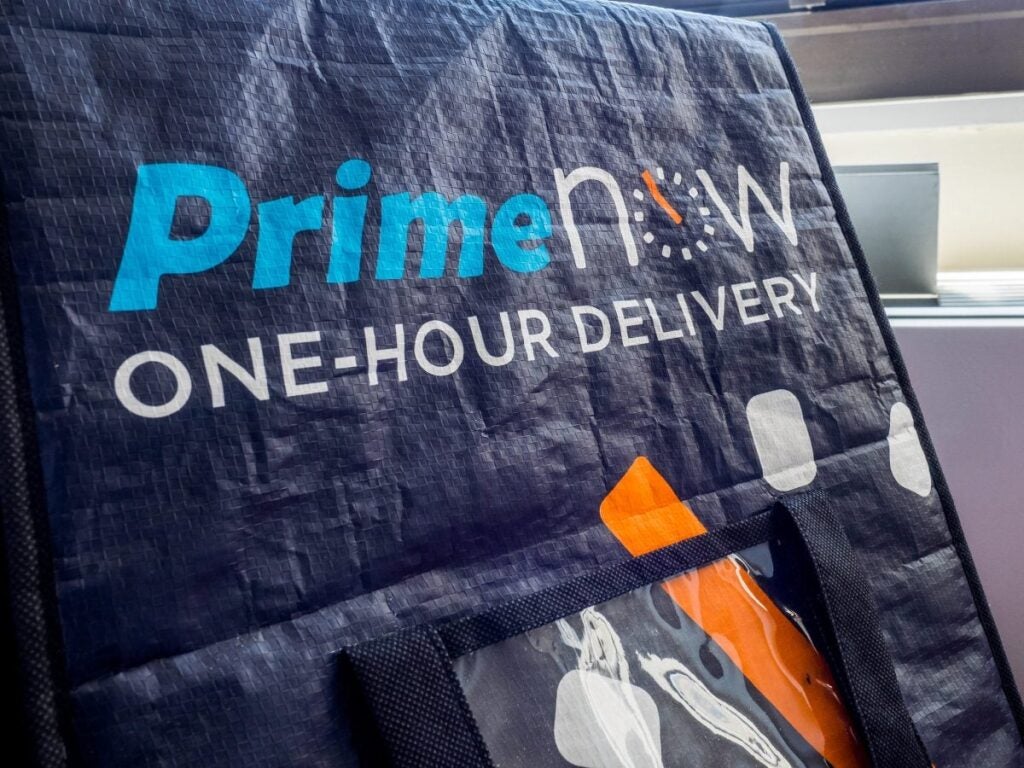 <i>Photo Credit: Flickr/Ajay_Suresh</i> An Amazon Prime delivery bag